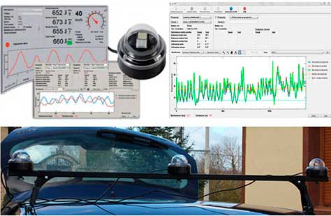 Sondas y montaje horizontal, software de toma de datos y gráfica resultados brutos obtenidos